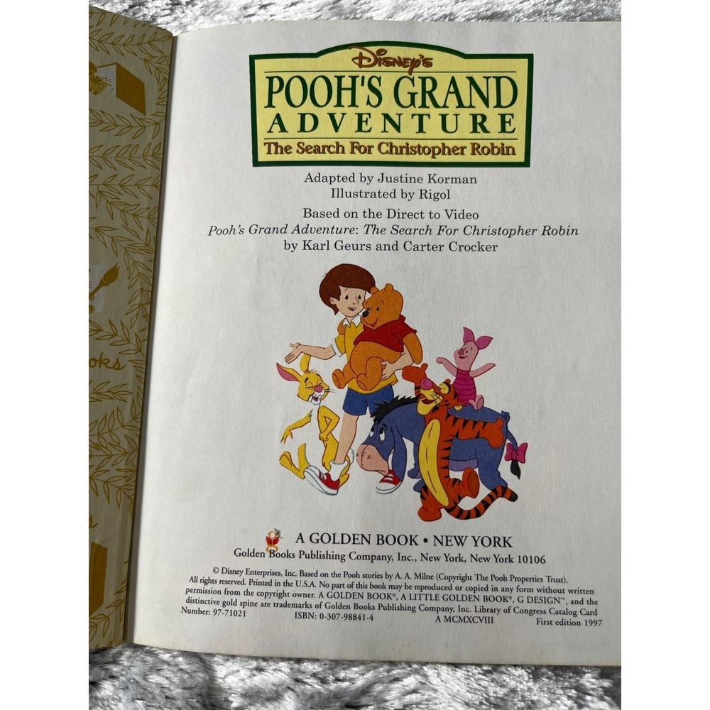 Little Golden Book 1997 Disney Pooh's Grand Adventure Excellent First Edition - Picture 2 of 7